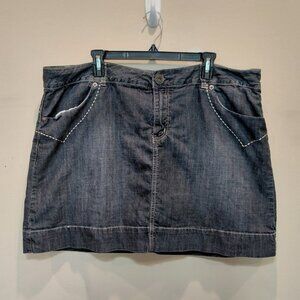 Venezia Denim Skorts Mini Skirt Sz 22 Dark Wash Pockets Stitching Stretch Short